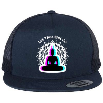 Lotus Flower Let That Shi!t Go Buddha Gift Flat Bill Trucker Hat