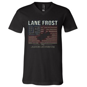 Lane Frost Legends Live Together Rodeo Lover V-Neck T-Shirt