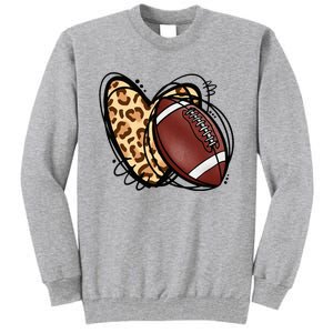 Leopard Football Love Heart Football Lover Football Season Tall Sweatshirt