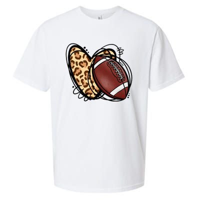 Leopard Football Love Heart Football Lover Football Season Sueded Cloud Jersey T-Shirt