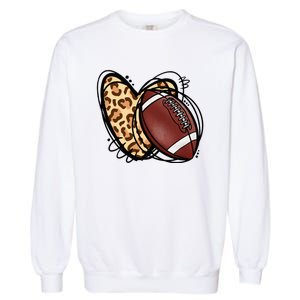 Leopard Football Love Heart Football Lover Football Season Garment-Dyed Sweatshirt