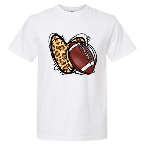 Leopard Football Love Heart Football Lover Football Season Garment-Dyed Heavyweight T-Shirt