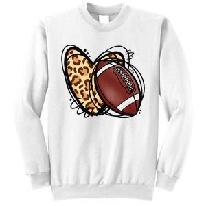 Leopard Football Love Heart Football Lover Football Season Sweatshirt