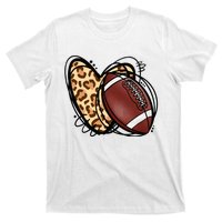 Leopard Football Love Heart Football Lover Football Season T-Shirt