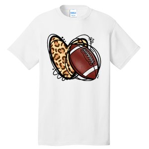 Leopard Football Love Heart Football Lover Football Season Tall T-Shirt