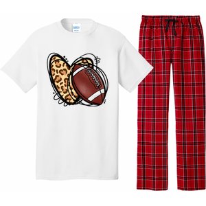 Leopard Football Love Heart Football Lover Football Season Pajama Set