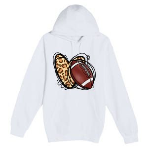 Leopard Football Love Heart Football Lover Football Season Premium Pullover Hoodie