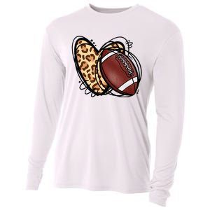 Leopard Football Love Heart Football Lover Football Season Cooling Performance Long Sleeve Crew