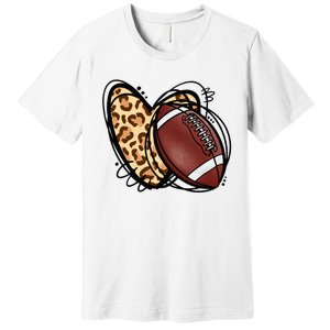 Leopard Football Love Heart Football Lover Football Season Premium T-Shirt