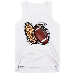 Leopard Football Love Heart Football Lover Football Season Tank Top