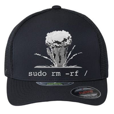 Linux Funny Linux Gift Command Sudo RM RF Flexfit Unipanel Trucker Cap