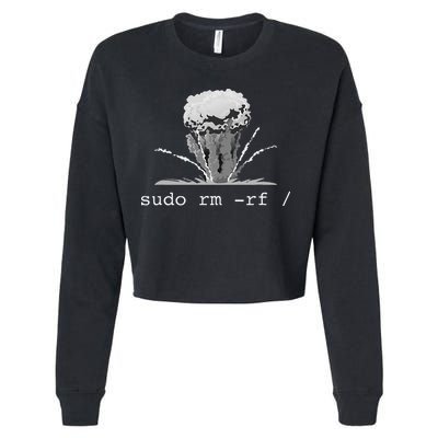 Linux Funny Linux Gift Command Sudo RM RF Cropped Pullover Crew