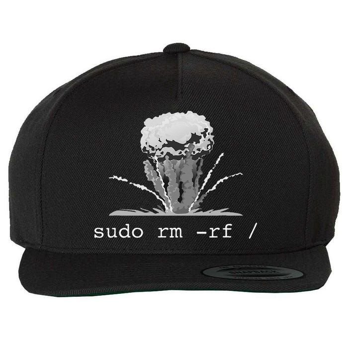 Linux Funny Linux Gift Command Sudo RM RF Wool Snapback Cap