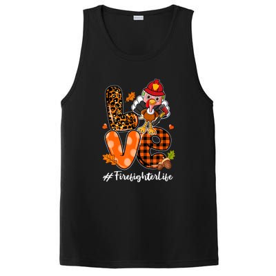 Love Firefighter Leopard Turkey Fall Thanksgiving PosiCharge Competitor Tank