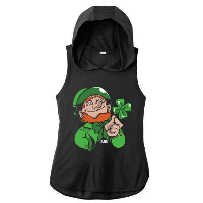 Leprechaun Four Leaf Ladies PosiCharge Tri-Blend Wicking Draft Hoodie Tank