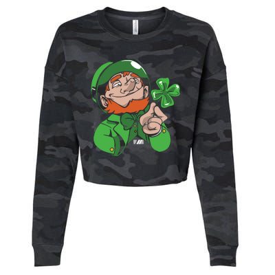 Leprechaun Four Leaf Cropped Pullover Crew