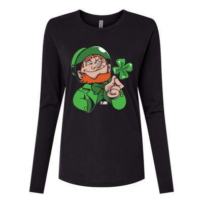 Leprechaun Four Leaf Womens Cotton Relaxed Long Sleeve T-Shirt