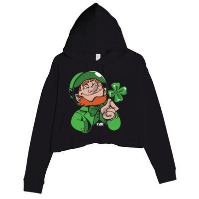 Leprechaun Four Leaf Crop Fleece Hoodie