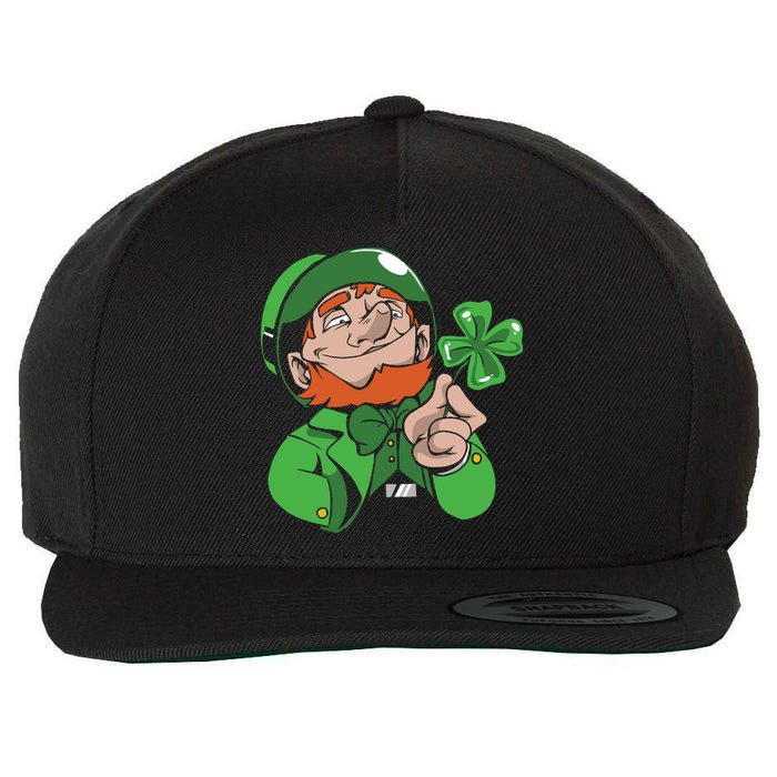 Leprechaun Four Leaf Wool Snapback Cap