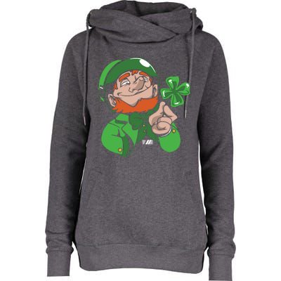 Leprechaun Four Leaf Womens Funnel Neck Pullover Hood