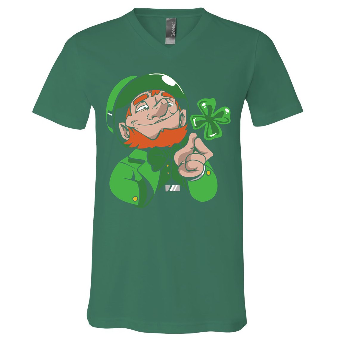 Leprechaun Four Leaf V-Neck T-Shirt