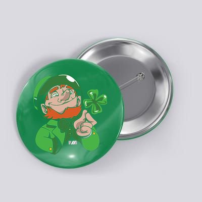 Leprechaun Four Leaf Button