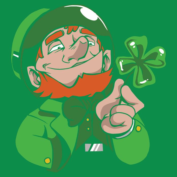 Leprechaun Four Leaf Button