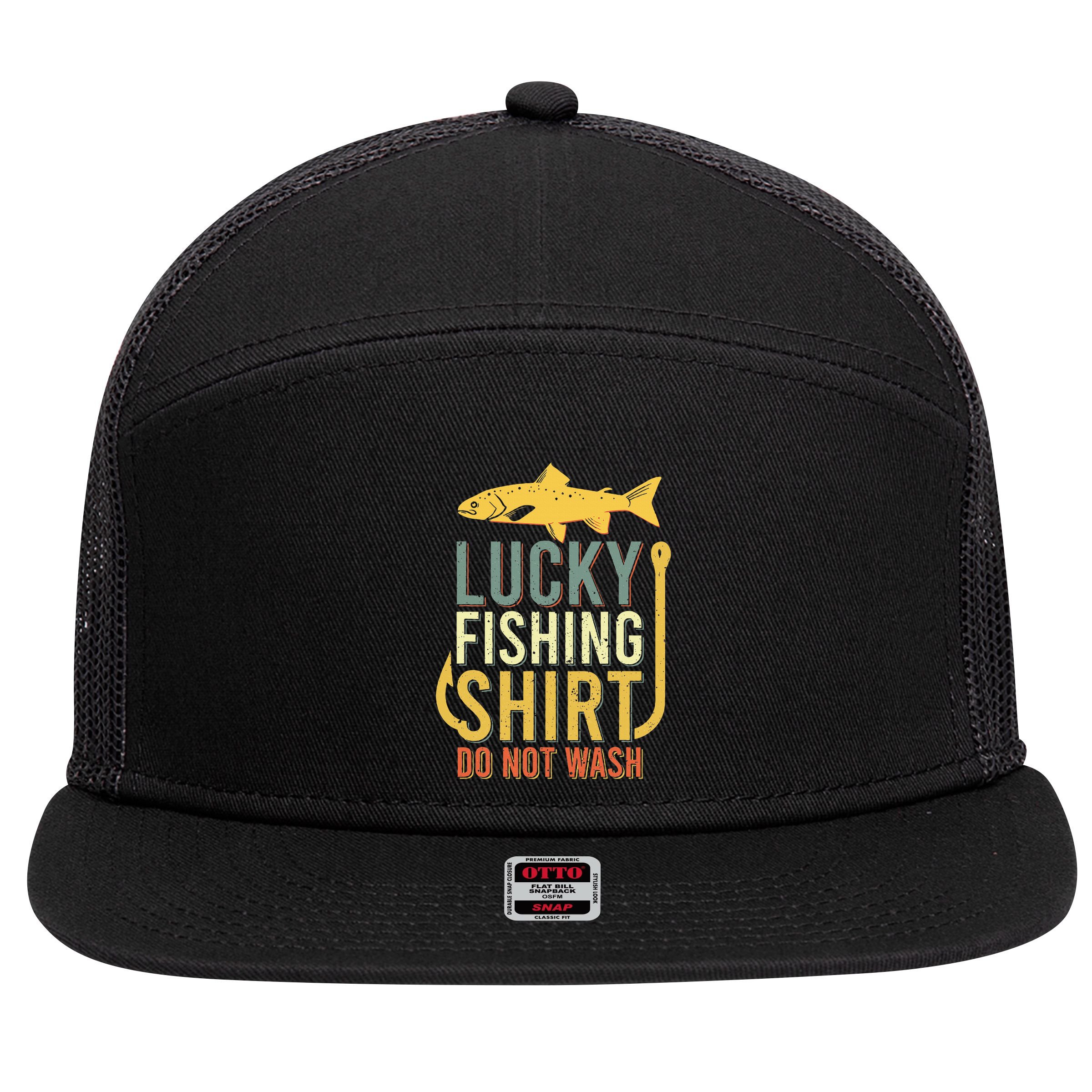Lucky Fishing 7 Panel Mesh Trucker Snapback Hat