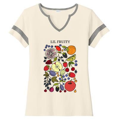 Lil Fruity LGBTQ Fruits Subtle Lesbian LGBTQ Pride Month Ladies Halftime Notch Neck Tee