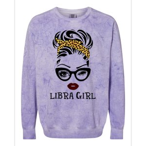 Libra Face Leopard Bandana Wink Eye Gift Colorblast Crewneck Sweatshirt