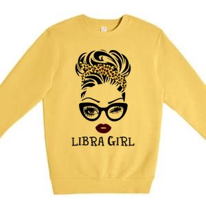 Libra Face Leopard Bandana Wink Eye Gift Premium Crewneck Sweatshirt