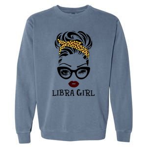 Libra Face Leopard Bandana Wink Eye Gift Garment-Dyed Sweatshirt