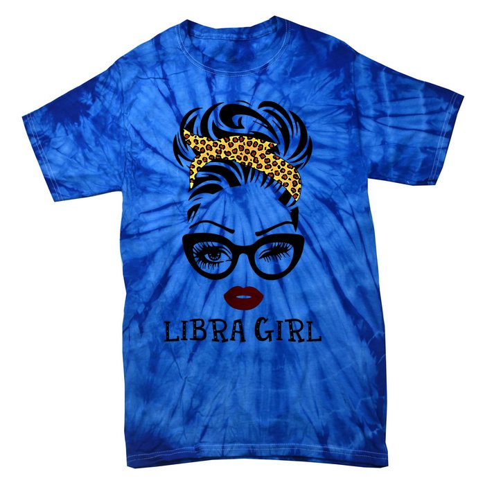 Libra Face Leopard Bandana Wink Eye Gift Tie-Dye T-Shirt