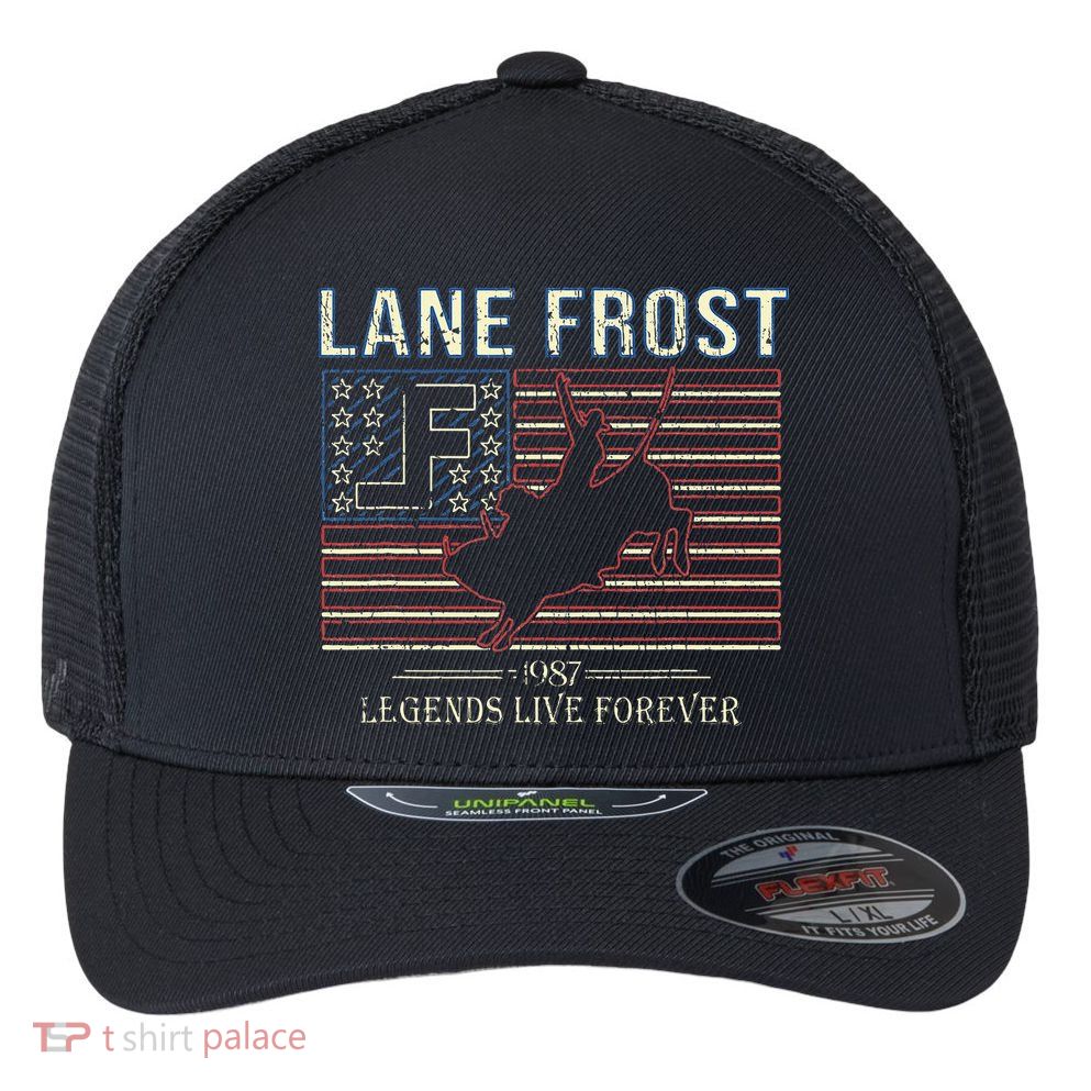 Lane Frost Legends Live Together Rodeo Lover Flexfit Unipanel Trucker Cap