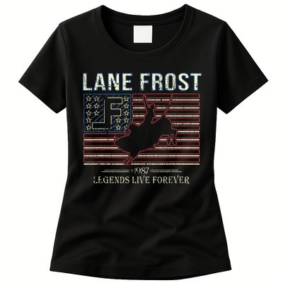 Lane Frost Legends Live Together Rodeo Lover Womens T-Shirt
