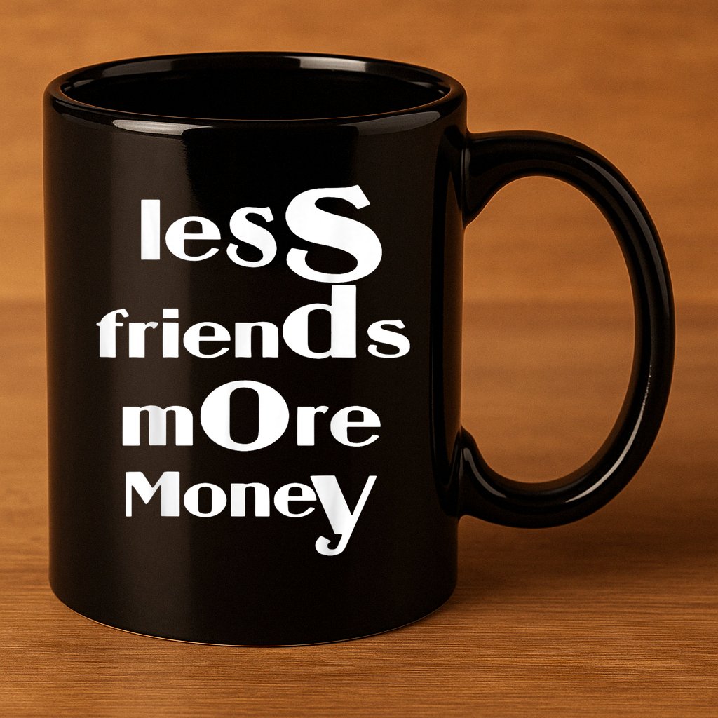Less Friends More Money 11oz C Handle Ceramic Mug
