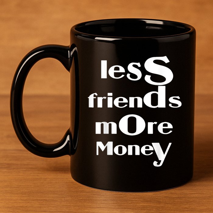 Less Friends More Money 11oz C Handle Ceramic Mug