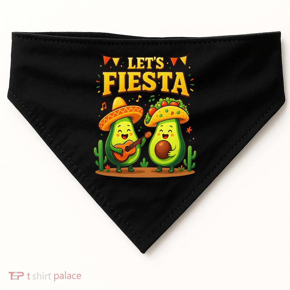 Lets Fiesta Mexican Cinco De Mayo Avocado Tacos Dancing USA-Made Doggie Bandana