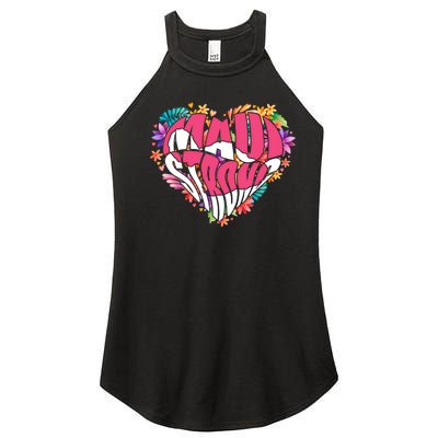 Love For Maui Hawaii Heart Flowers Ocean Beaches Women’s Perfect Tri Rocker Tank