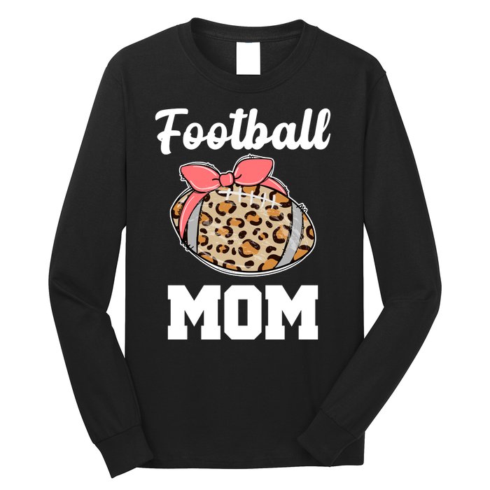 Leopard Football Mom Cute Gift Long Sleeve Shirt