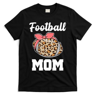 Leopard Football Mom Cute Gift T-Shirt