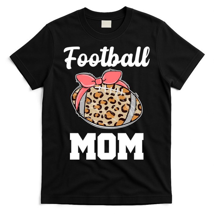 Leopard Football Mom Cute Gift T-Shirt