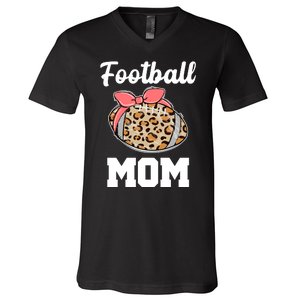 Leopard Football Mom Cute Gift V-Neck T-Shirt