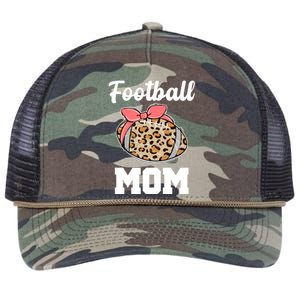 Leopard Football Mom Cute Gift Retro Rope Trucker Hat Cap