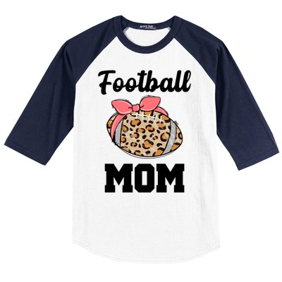 Leopard Football Mom Cute Gift Baseball Sleeve Shirt