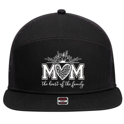 Loving Floral Mom Heart 7 Panel Mesh Trucker Snapback Hat