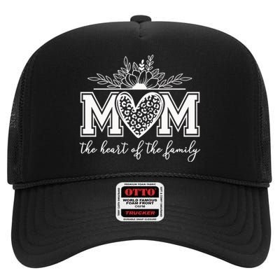 Loving Floral Mom Heart High Crown Mesh Back Trucker Hat