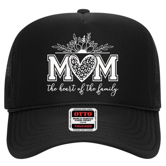 Loving Floral Mom Heart High Crown Mesh Back Trucker Hat