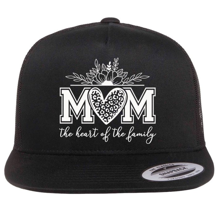 Loving Floral Mom Heart Flat Bill Trucker Hat