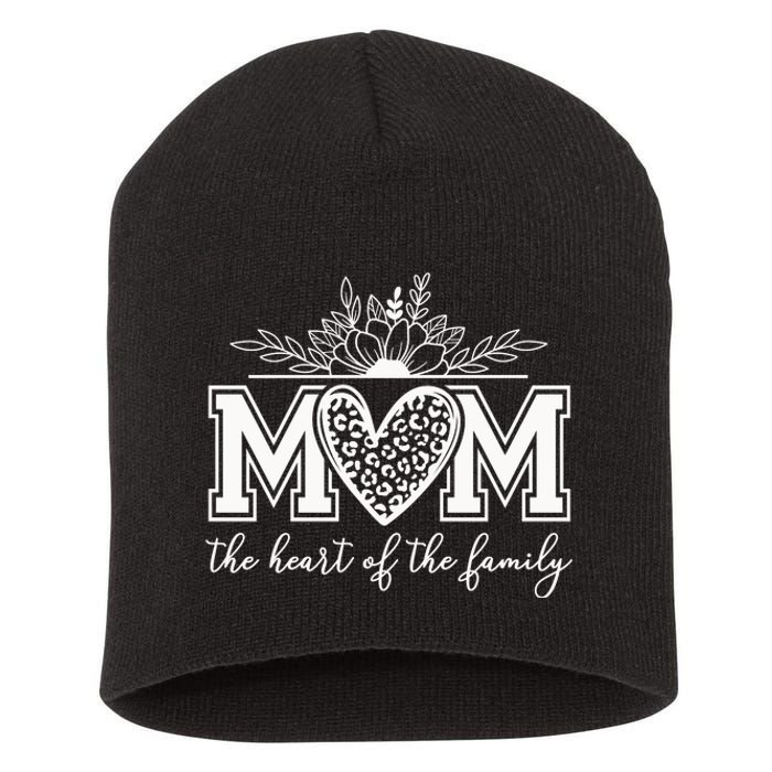 Loving Floral Mom Heart Short Acrylic Beanie